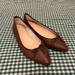 J. Crew Brown Leather Flats with Bow